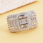 Moissanite Ring in Rhodium Overlay Sterling Silver 2.97 Ct.