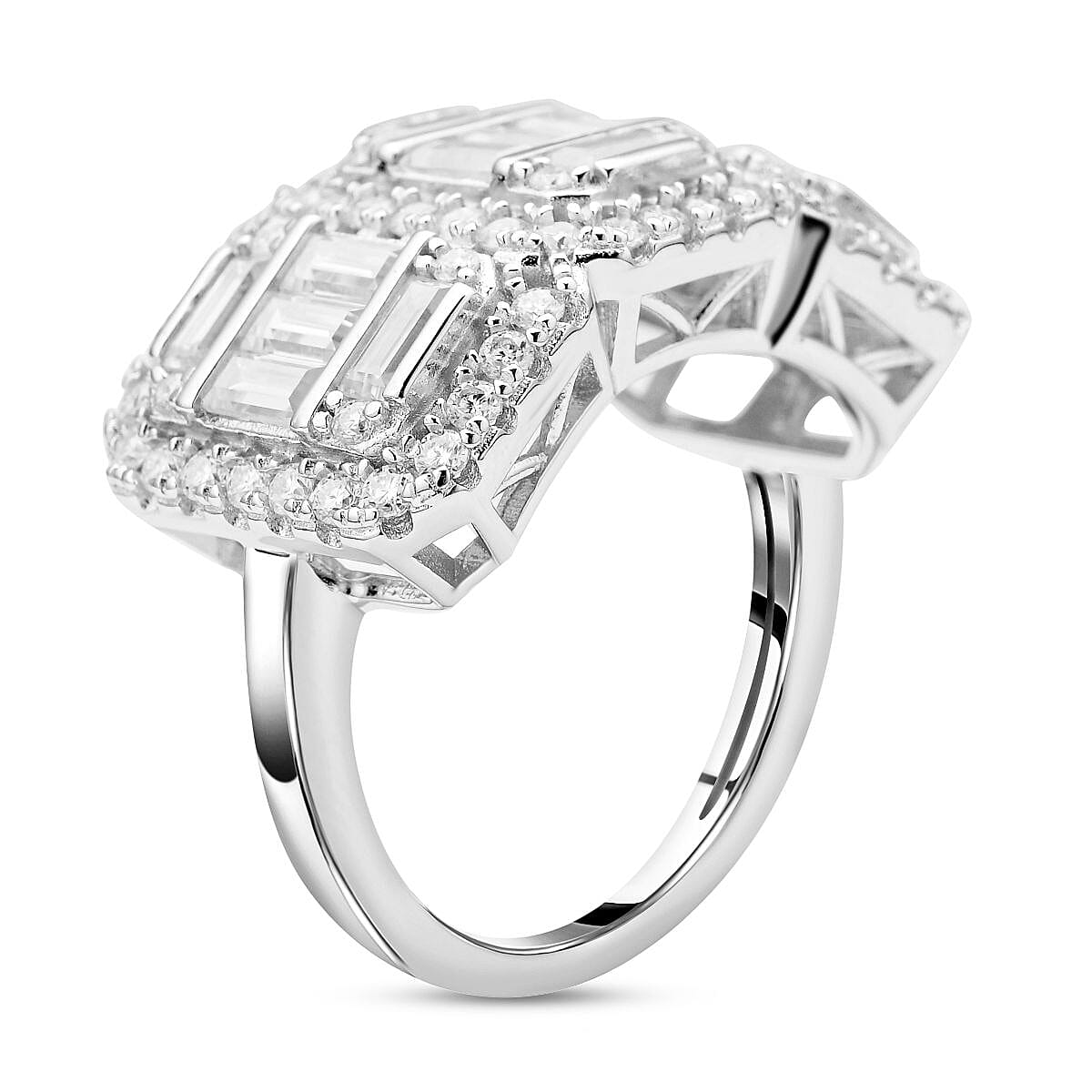 Moissanite Ring in Rhodium Overlay Sterling Silver 2.97 Ct. 7080411 7