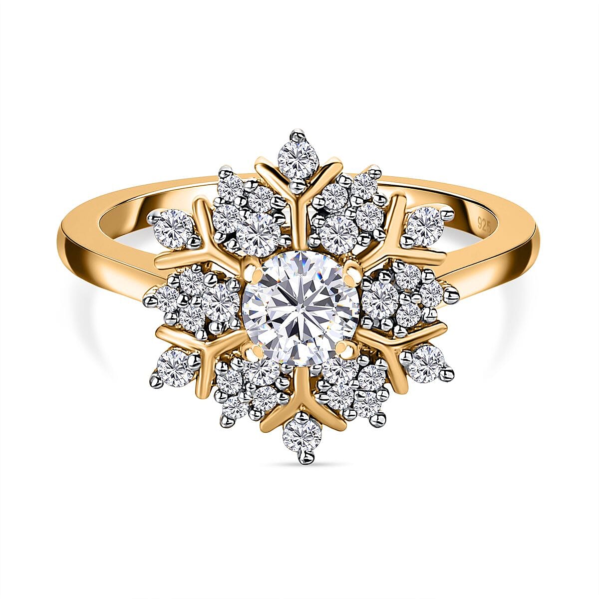 Moissanite Cluster Ring in 18K Yellow Gold Vermeil Plated Sterling Silver 7560809 0