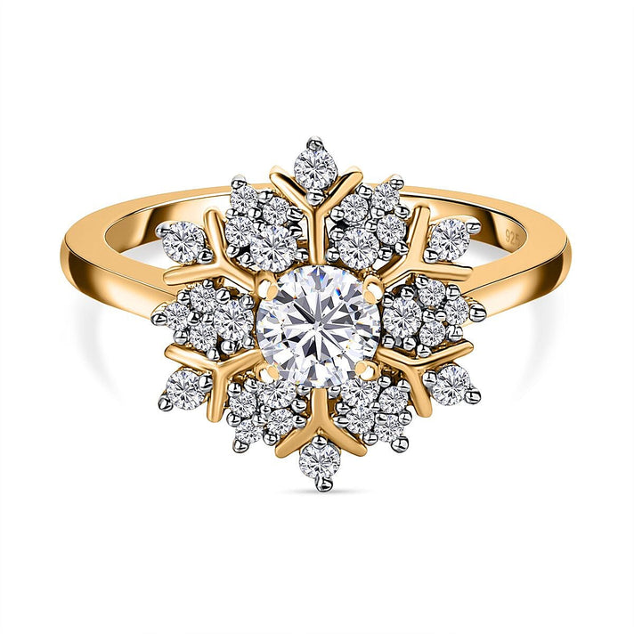 Moissanite Cluster Ring in 18K Yellow Gold Vermeil Plated Sterling Silver 7560809 1
