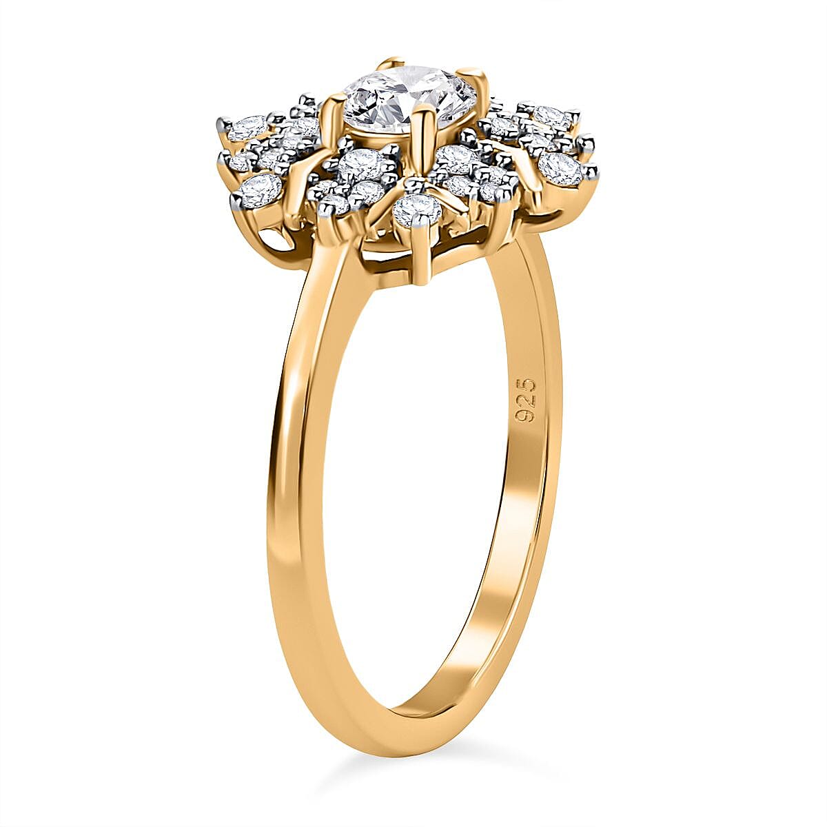 Moissanite Cluster Ring in 18K Yellow Gold Vermeil Plated Sterling Silver 7560809 4