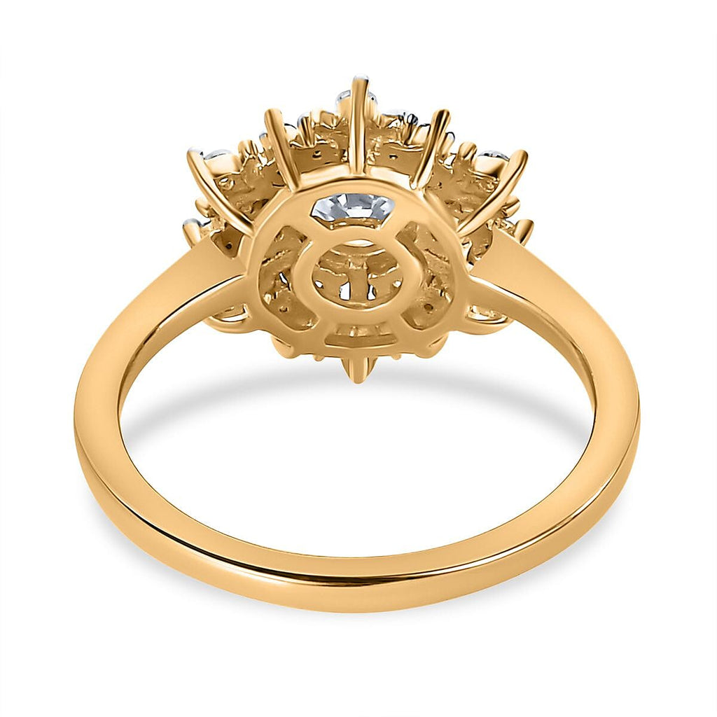 Moissanite Cluster Ring in 18K Yellow Gold Vermeil Plated Sterling Silver