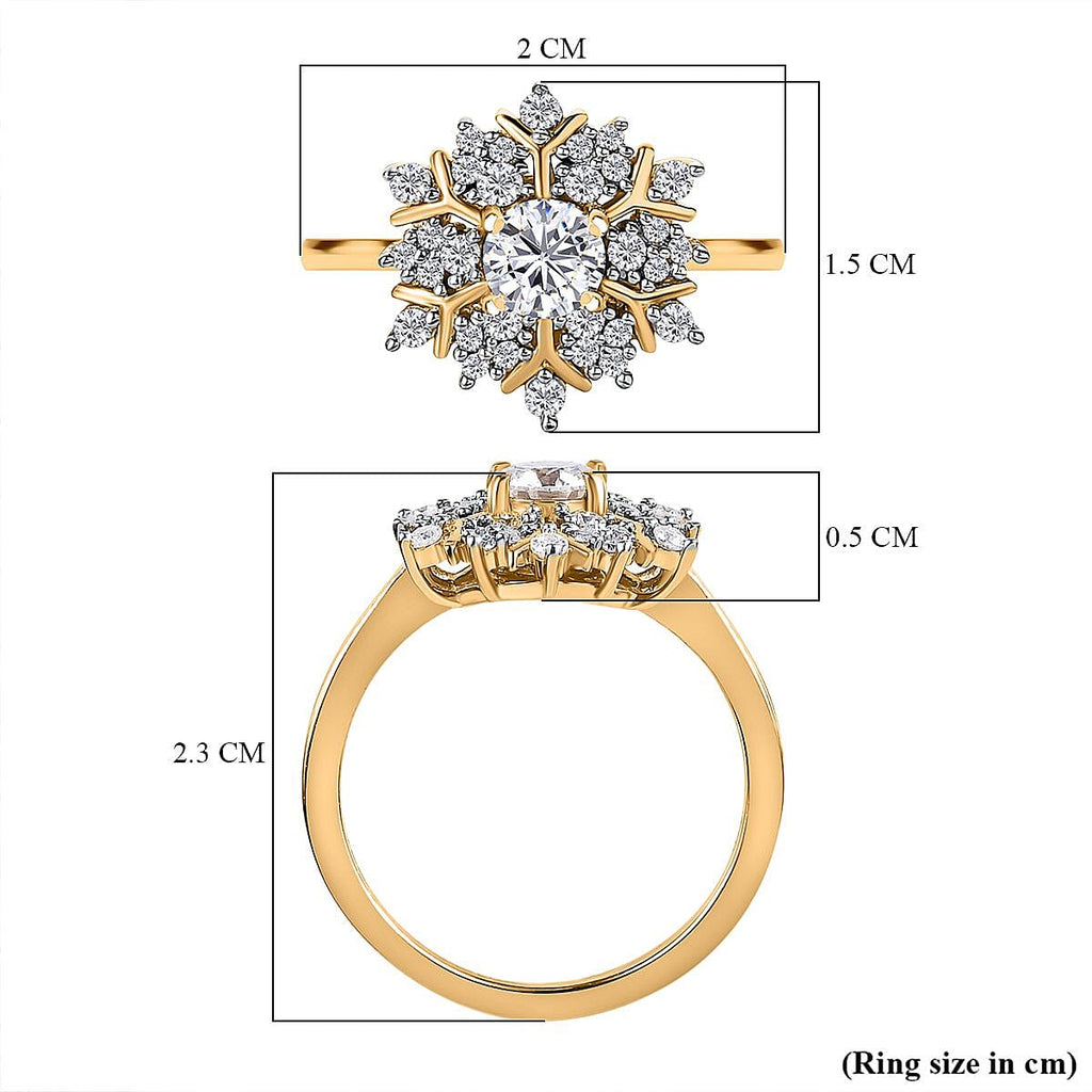 Moissanite Cluster Ring in 18K Yellow Gold Vermeil Plated Sterling Silver