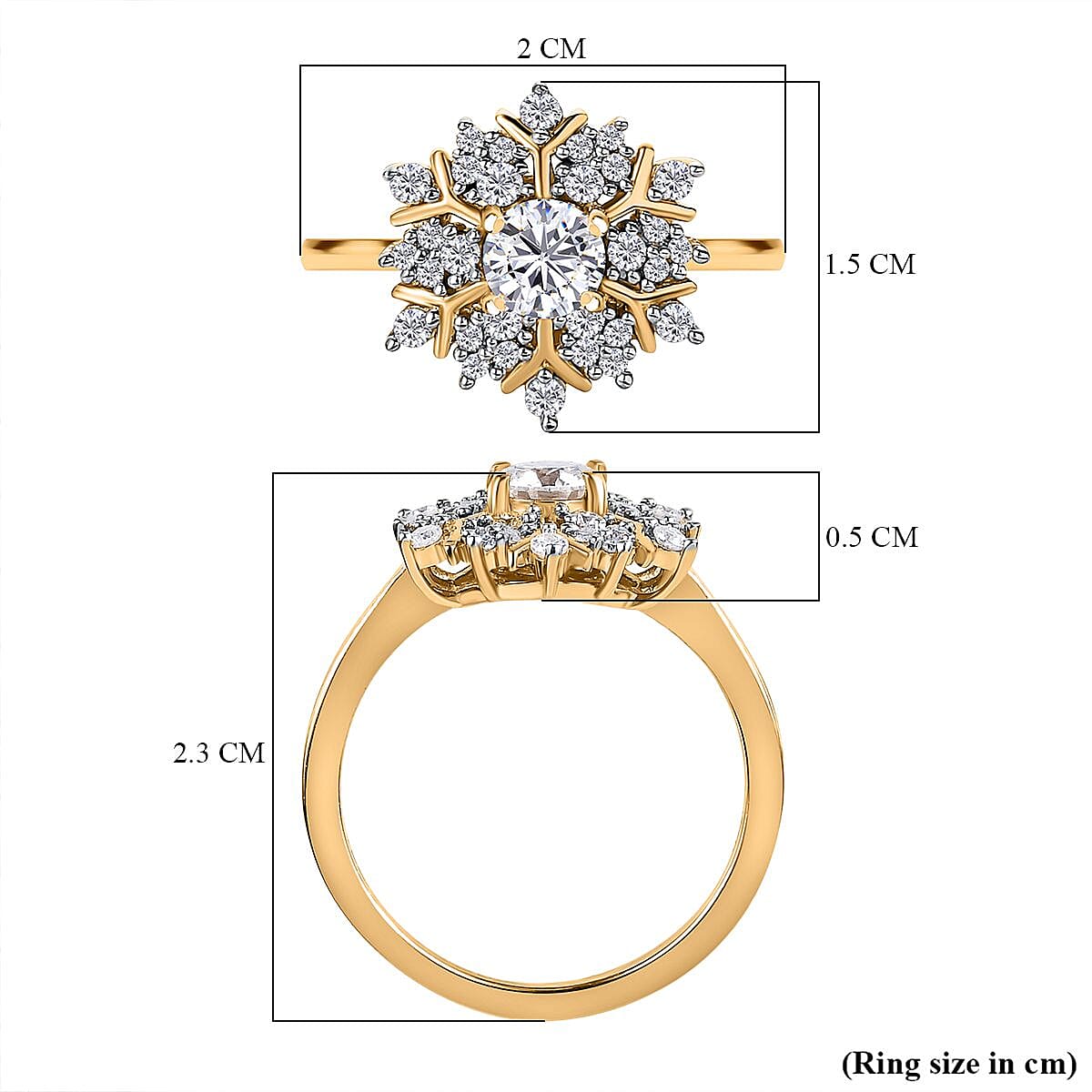 Moissanite Cluster Ring in 18K Yellow Gold Vermeil Plated Sterling Silver 7560809 6