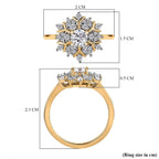 Moissanite Cluster Ring in 18K Yellow Gold Vermeil Plated Sterling Silver