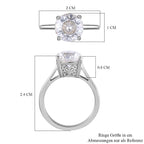 Moissanite (Concave Cut) Solitaire Ring in Platinum Overlay Sterling Silver 3.00 Ct.