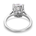 Moissanite (Concave Cut) Solitaire Ring in Platinum Overlay Sterling Silver 3.00 Ct.