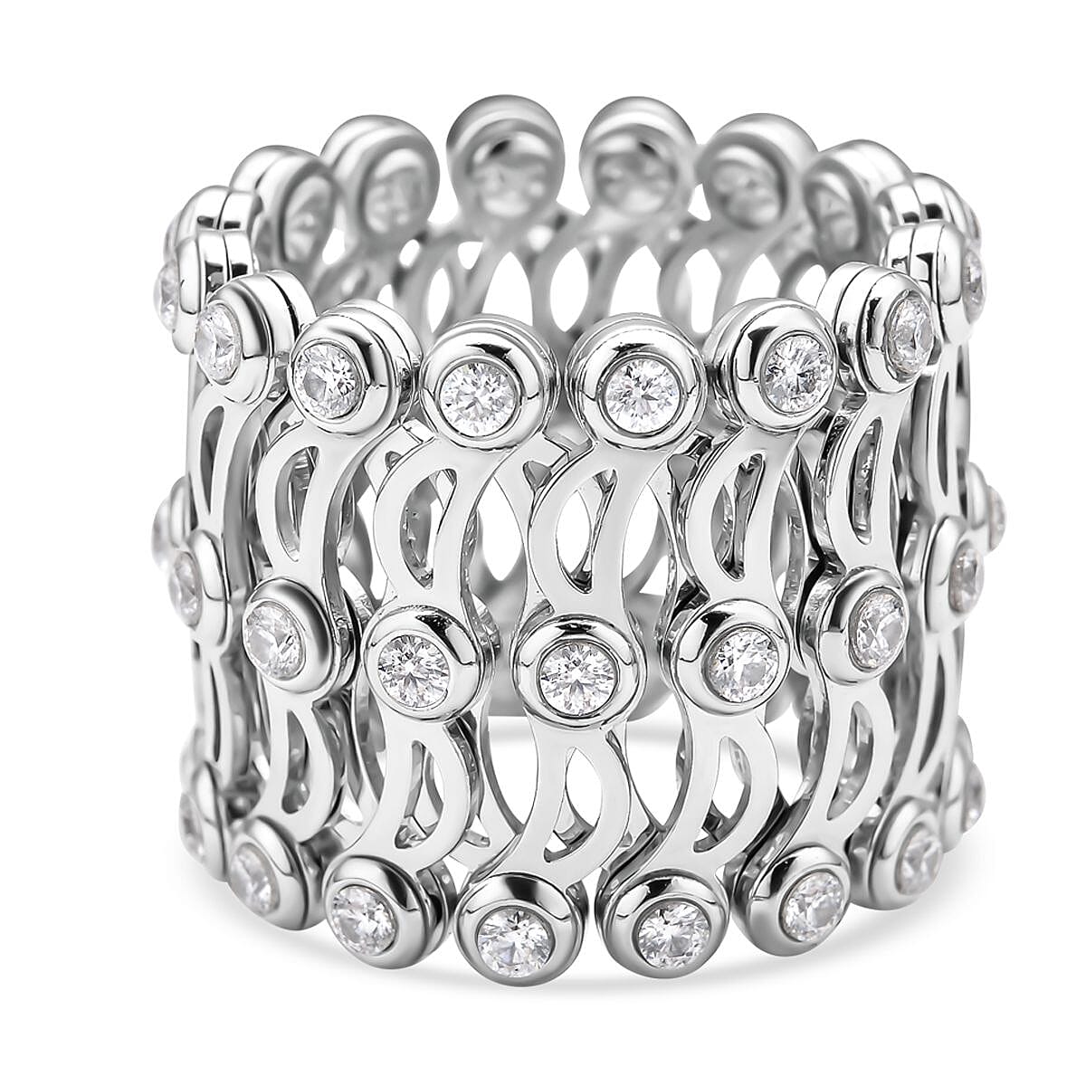 Moissanite Ring in Rhodium Overlay Sterling Silver 7022277 0