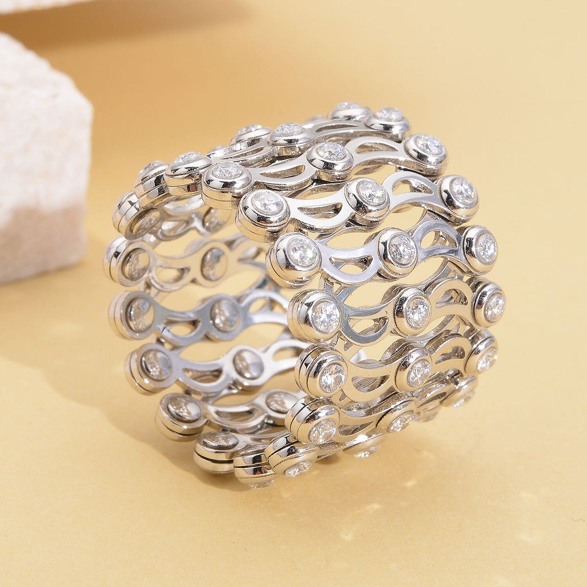 Moissanite Ring in Rhodium Overlay Sterling Silver 7022277 2