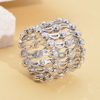 Moissanite Ring in Rhodium Overlay Sterling Silver