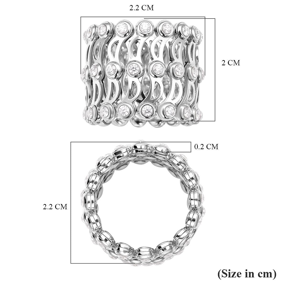 Moissanite Ring in Rhodium Overlay Sterling Silver 7022277 5