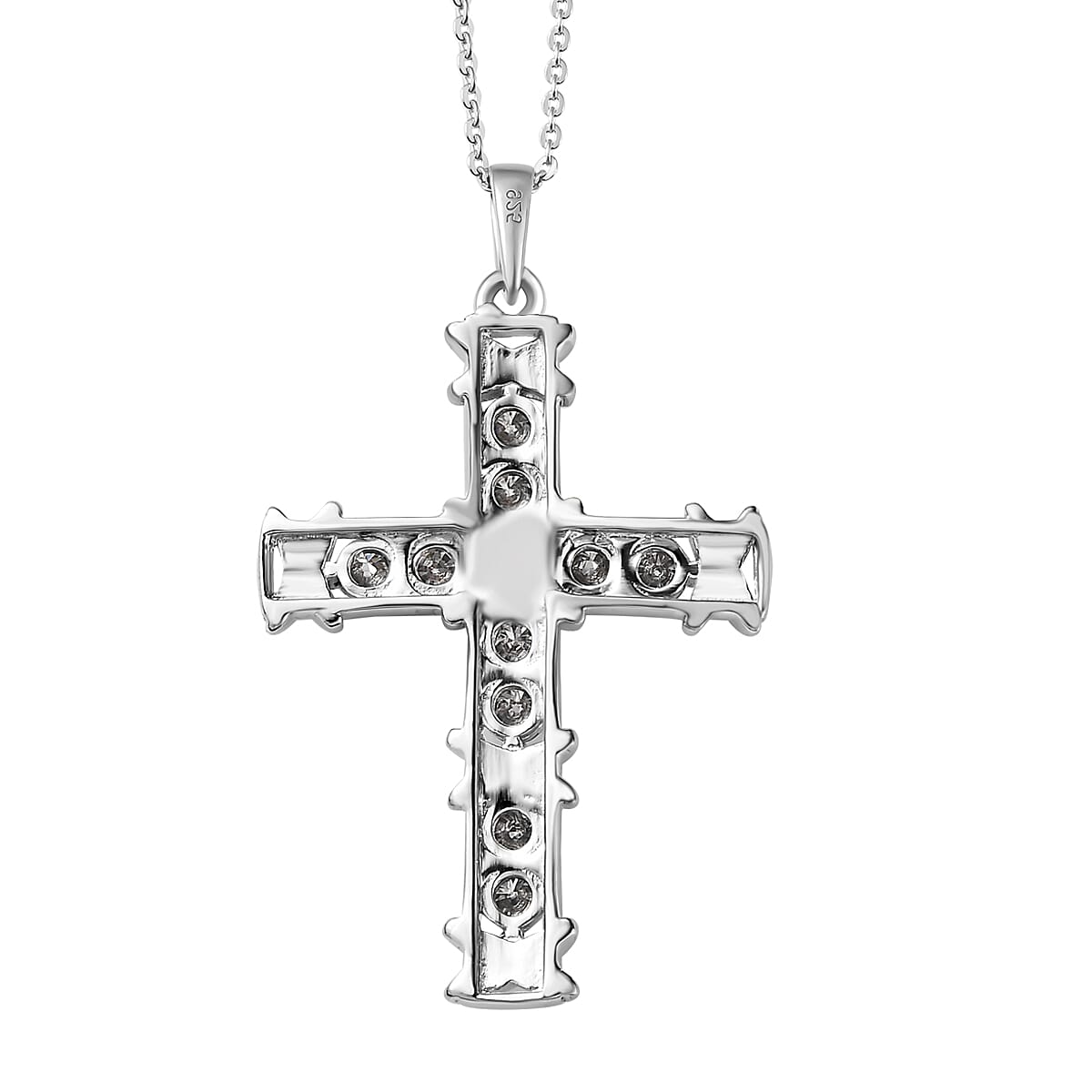 The Moissanite Kiss Cross Pendant with Chain (Size 20) in 18K Yellow Gold Vermeil &amp; Platinum Plated Sterling Silver 1.10 Ct, Silver Wt. 5.56 Gms 4167100 4