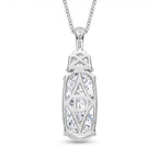 Moissanite Cushion Cut Pendant with Chain (Size 18) in Rhodium Overlay Sterling Silver 6.61 Ct.