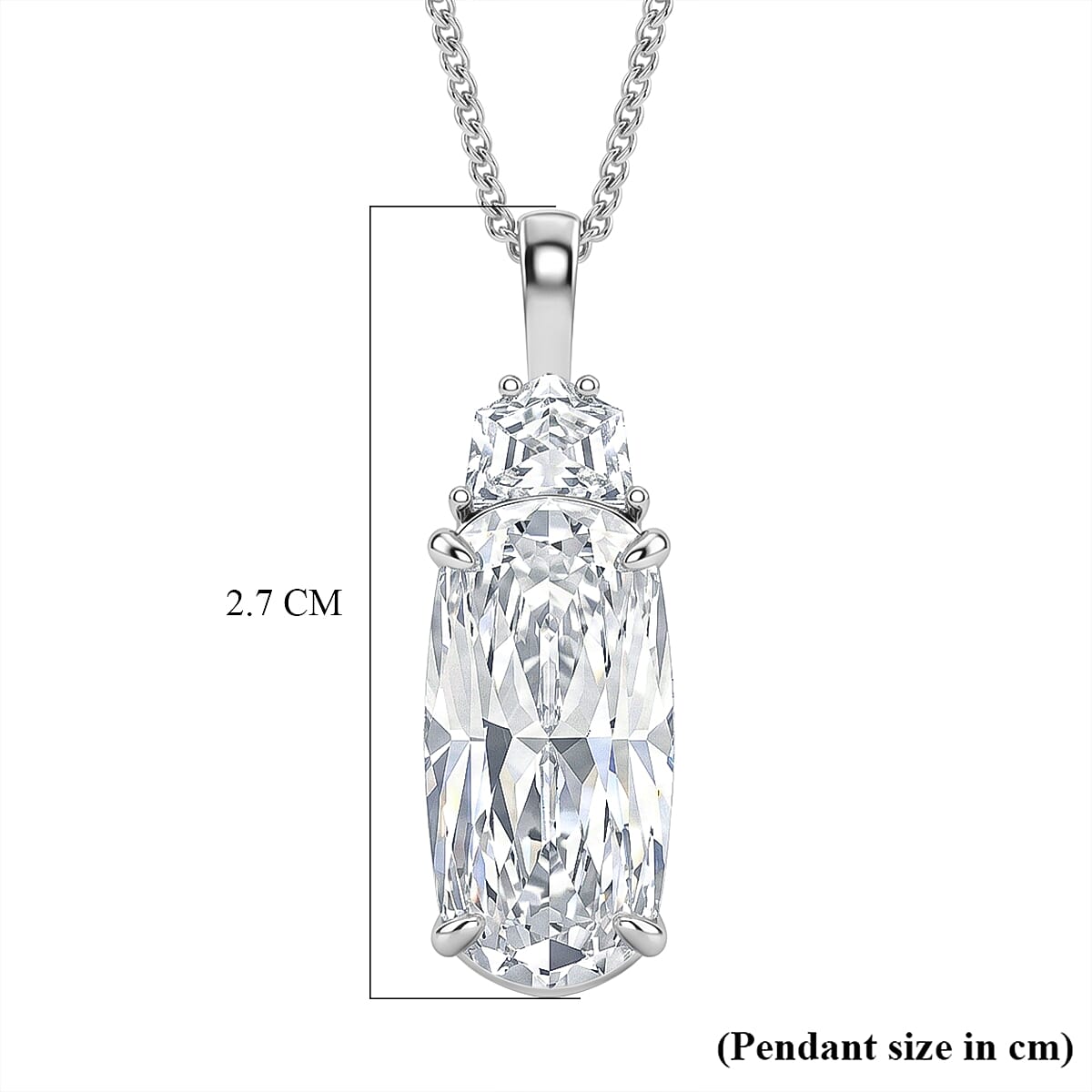 Moissanite Cushion Cut Pendant with Chain (Size 18) in Rhodium Overlay Sterling Silver 6.61 Ct. V32525124 13