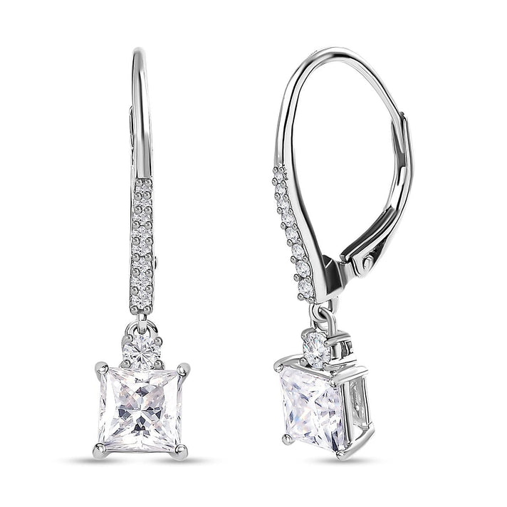 Moissanite Dangle Earrings in Platinum Overlay Sterling Silver 2.20 Ct. 7370896 1
