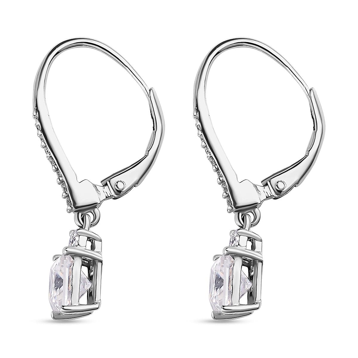 Moissanite Dangle Earrings in Platinum Overlay Sterling Silver 2.20 Ct. V32514950 5