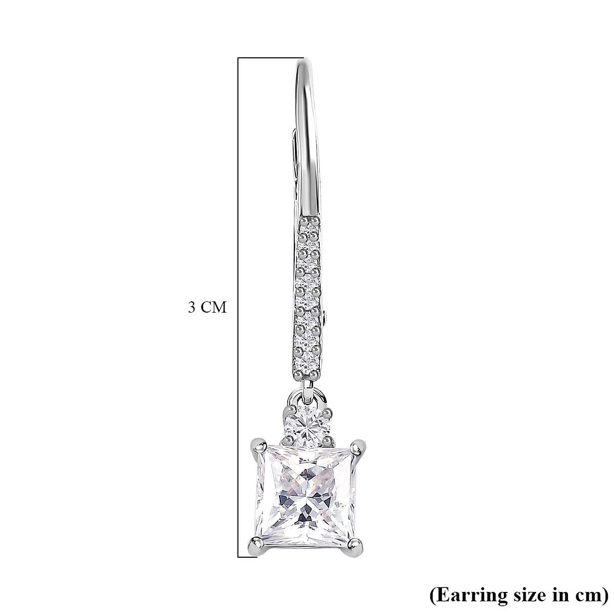 Moissanite Dangle Earrings in Platinum Overlay Sterling Silver 2.20 Ct. V32514950 6