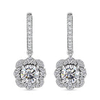 Moissanite Dangle Earrings in Platinum Overlay Sterling Silver 2.358 Ct.