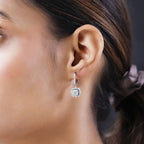 Moissanite Dangle Earrings in Platinum Overlay Sterling Silver 2.358 Ct.