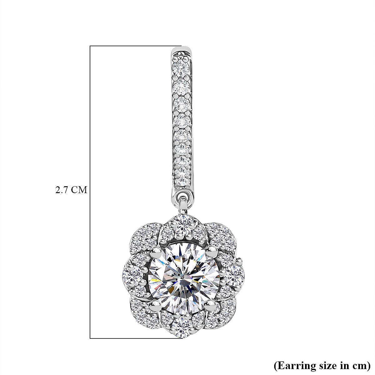 Moissanite Dangle Earrings in Platinum Overlay Sterling Silver 2.358 Ct. 7325054 5