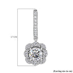 Moissanite Dangle Earrings in Platinum Overlay Sterling Silver 2.358 Ct.