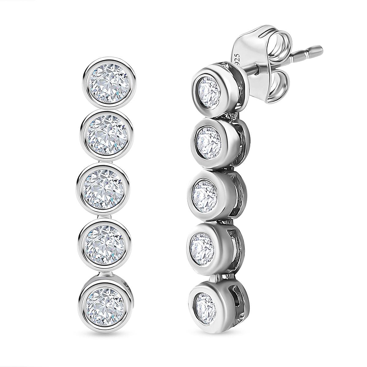 Moissanite Dangle Earrings in Platinum Overlay Sterling Silver 7668946 0
