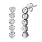 Moissanite Dangle Earrings in Platinum Overlay Sterling Silver