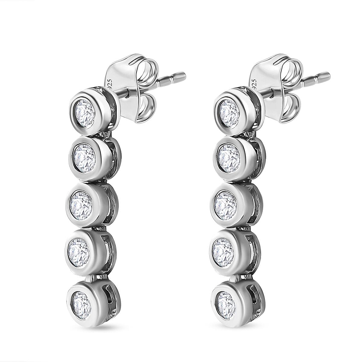 Moissanite Dangle Earrings in Platinum Overlay Sterling Silver 7668946 4