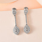 Moissanite Dangle Earrings in Platinum Overlay Sterling Silver 1.10 Ct