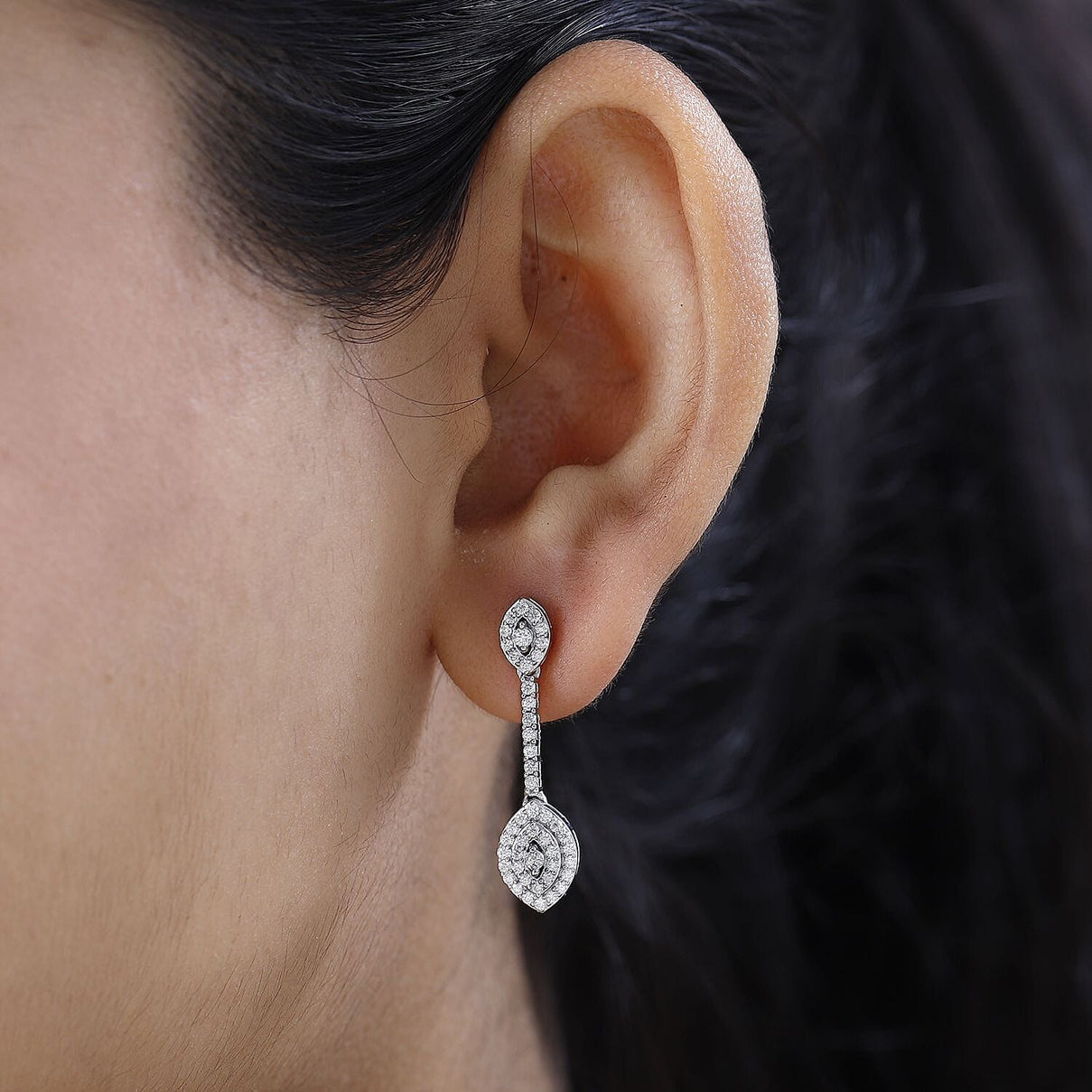 Moissanite Dangling Earring in Platinum Overlay Sterling Silver 1.110 Ct 7560857 2