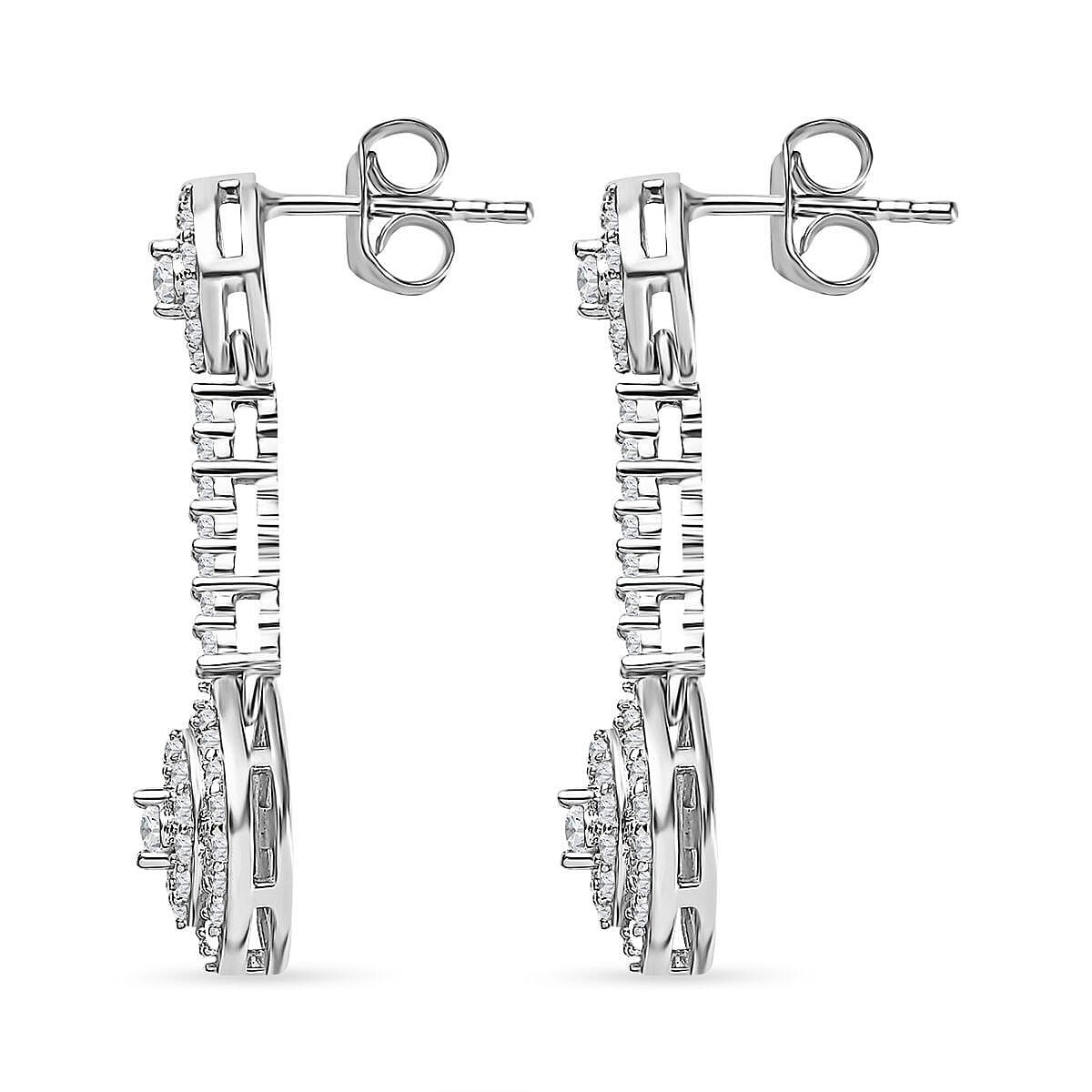 Moissanite Dangling Earring in Platinum Overlay Sterling Silver 1.110 Ct 7560857 3