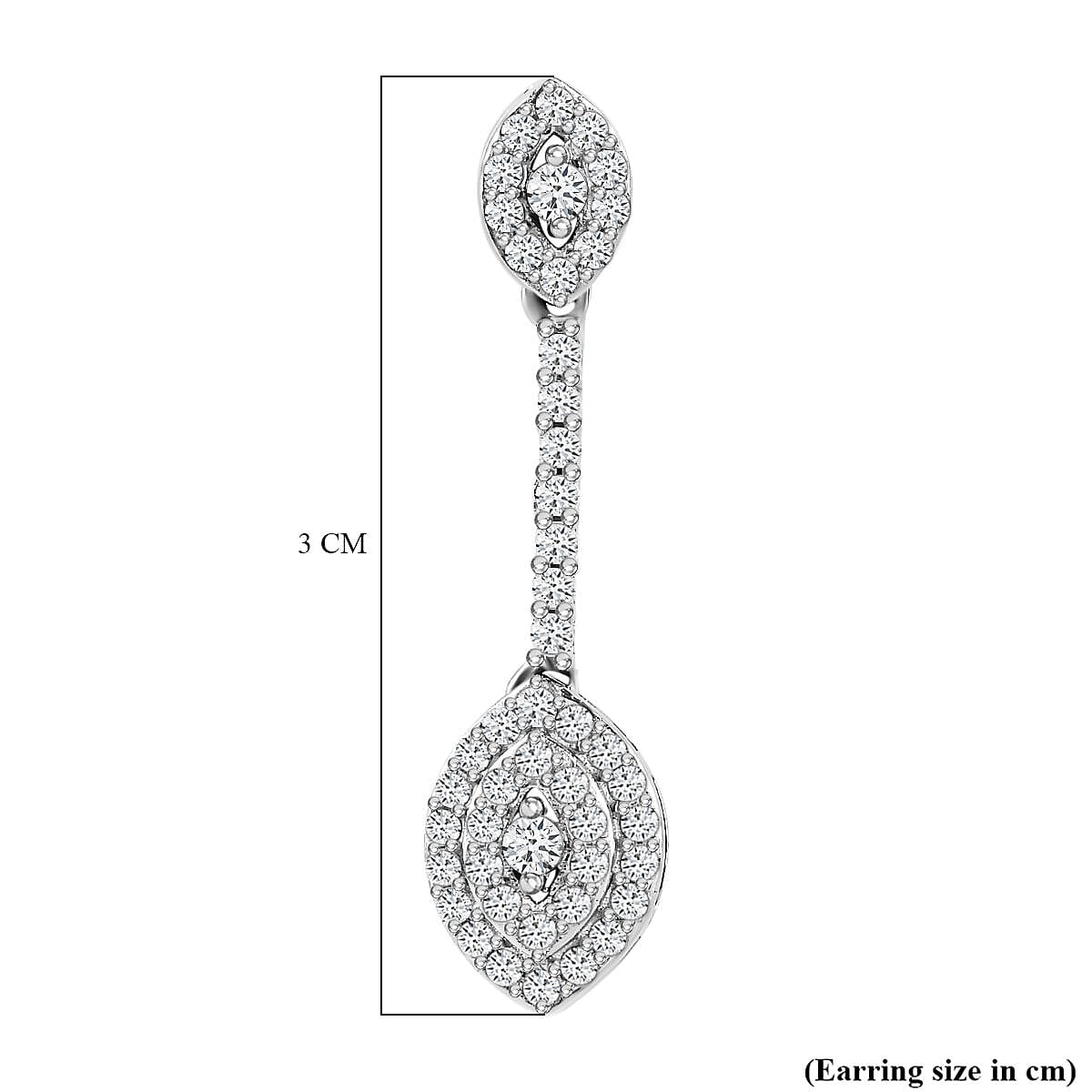 Moissanite Dangling Earring in Platinum Overlay Sterling Silver 1.110 Ct 7560857 4