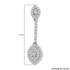 Moissanite Dangle Earrings in Platinum Overlay Sterling Silver 1.10 Ct