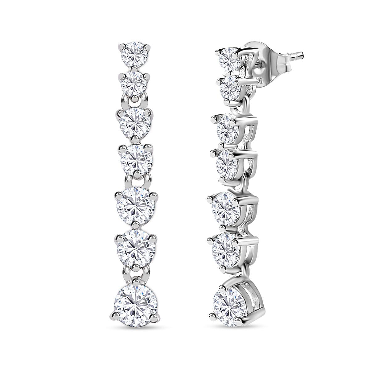 Moissanite Dangle Earrings in Platinum Overlay Sterling Silver 1.35 Ct. 7560852 0