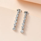 Moissanite Dangle Earrings in Platinum Overlay Sterling Silver 1.35 Ct.