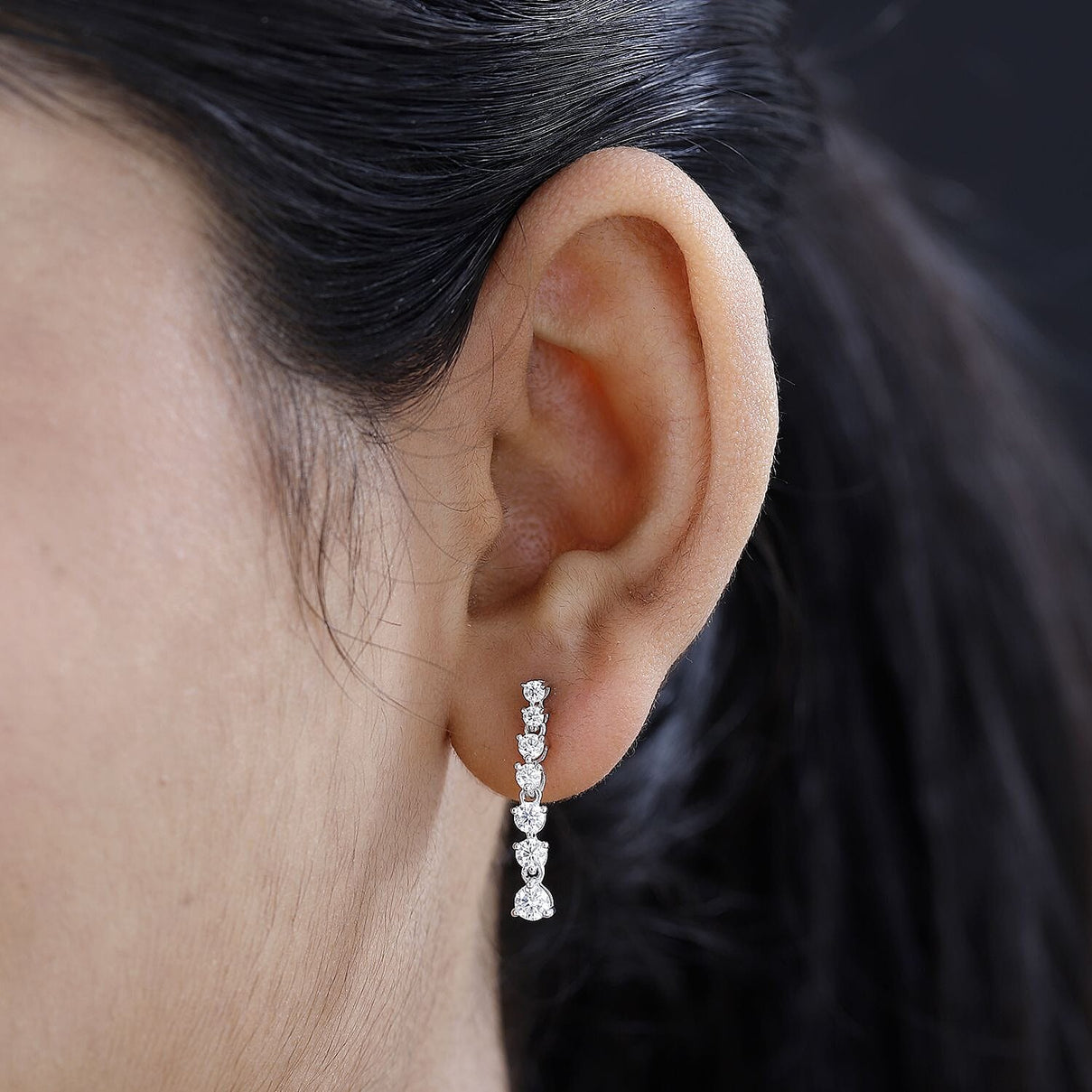 Moissanite Dangle Earrings in Platinum Overlay Sterling Silver 1.35 Ct. 7560852 3