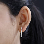 Moissanite Dangle Earrings in Platinum Overlay Sterling Silver 1.35 Ct.