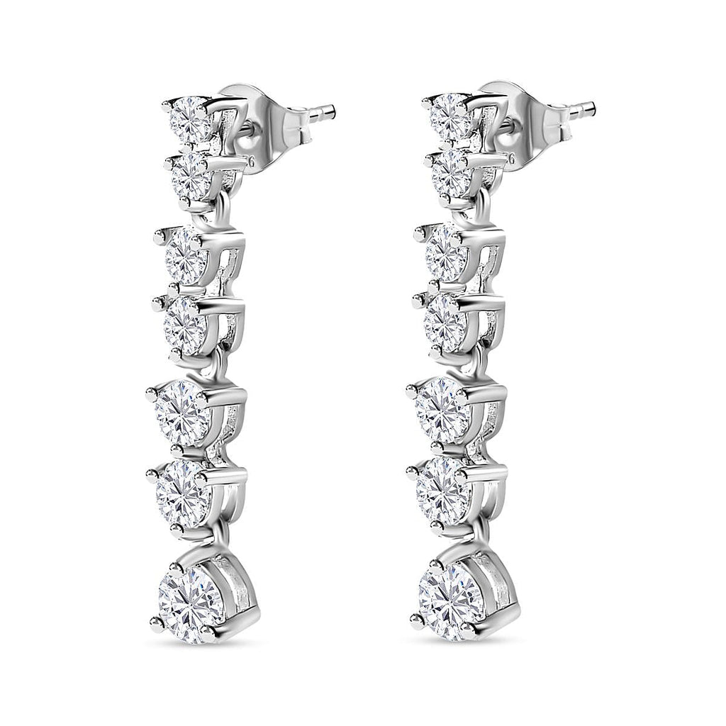 Moissanite Dangle Earrings in Platinum Overlay Sterling Silver 1.35 Ct.