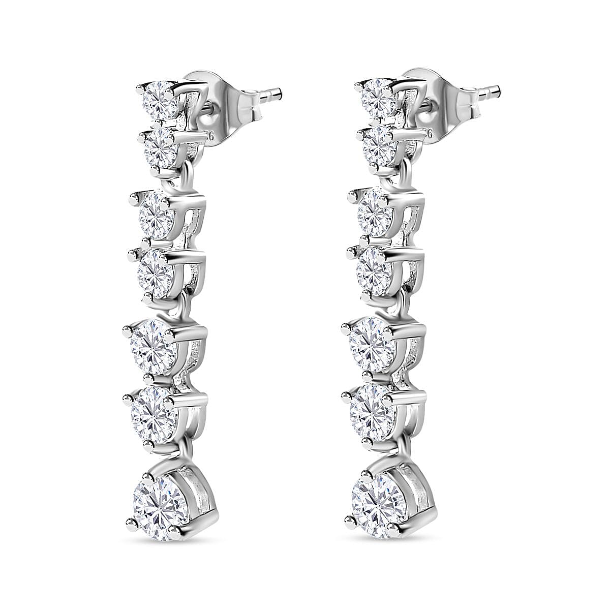 Moissanite Dangle Earrings in Platinum Overlay Sterling Silver 1.35 Ct. 7560852 4