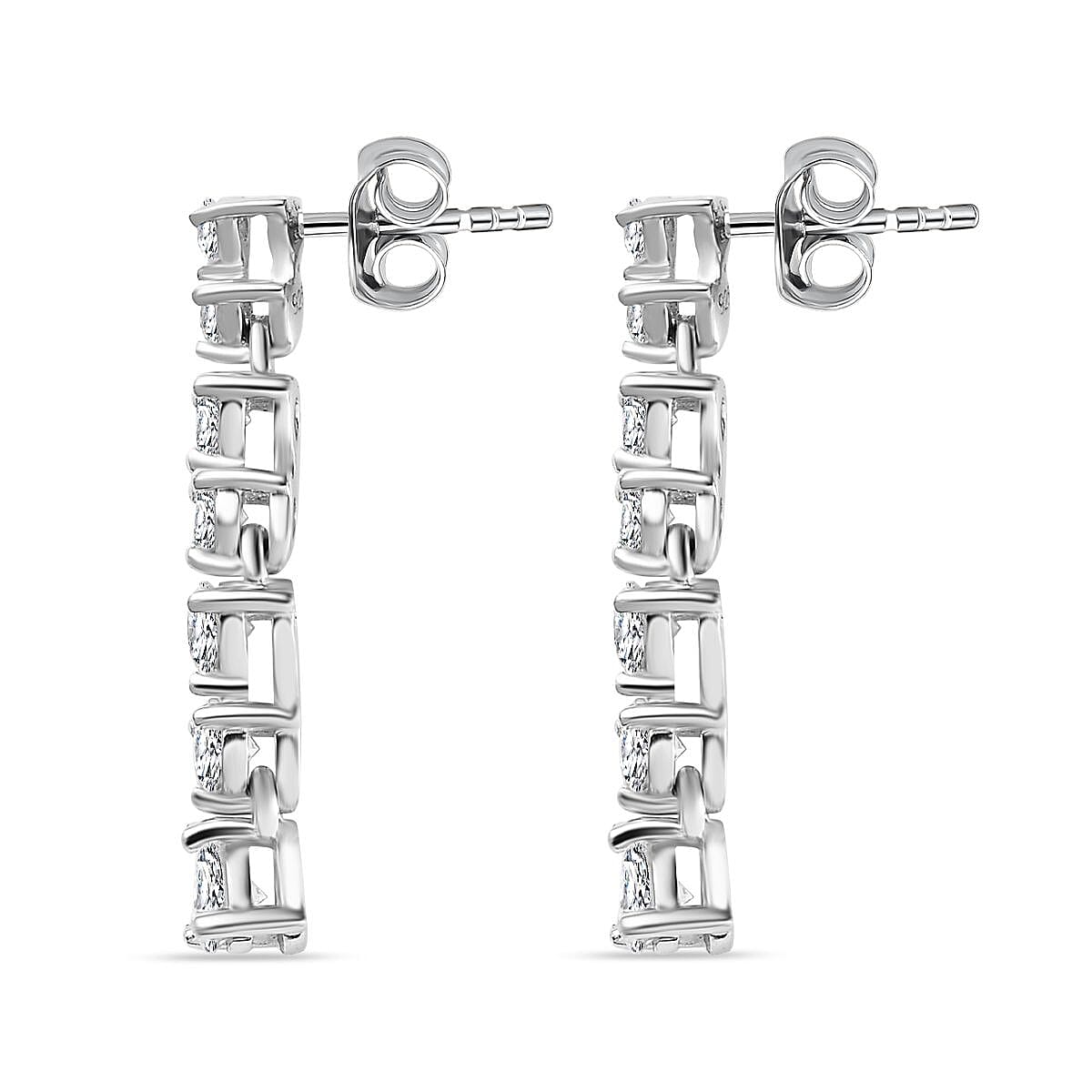 Moissanite Dangle Earrings in Platinum Overlay Sterling Silver 1.35 Ct. 7560852 5