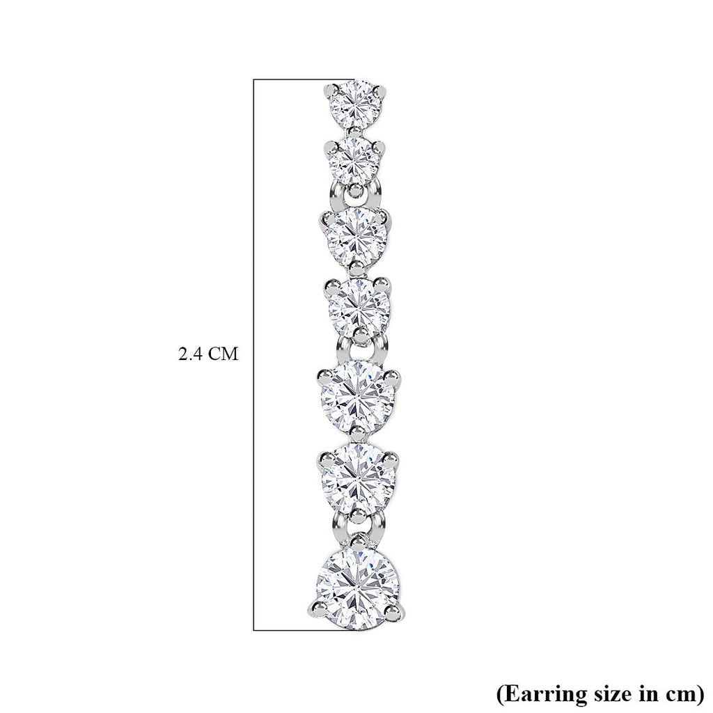 Moissanite Dangle Earrings in Platinum Overlay Sterling Silver 1.35 Ct.