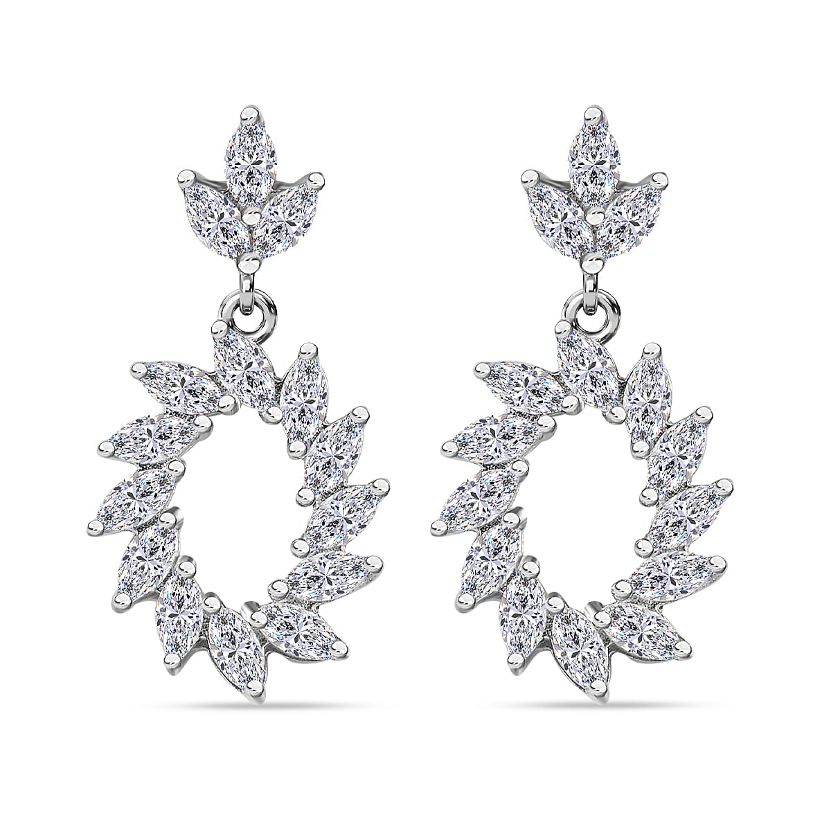 Moissanite Earrings in Platinum Overlay Sterling Silver 2.00 Ct. 7713466 0