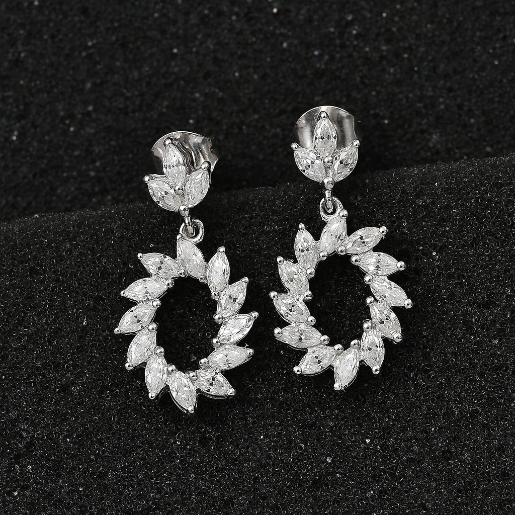 Moissanite Earrings in Platinum Overlay Sterling Silver 2.00 Ct.