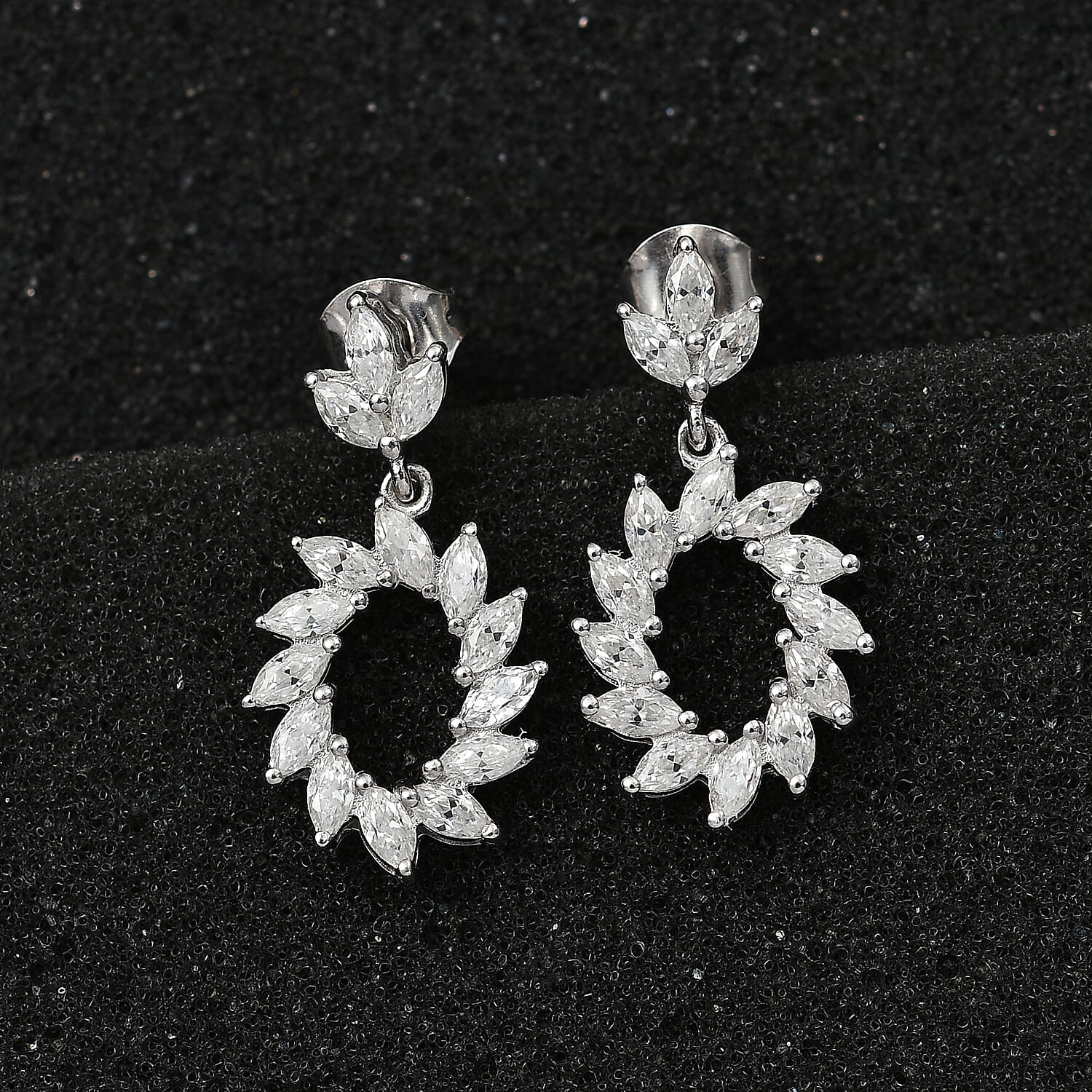 Moissanite Earrings in Platinum Overlay Sterling Silver 2.00 Ct. 7713466 3