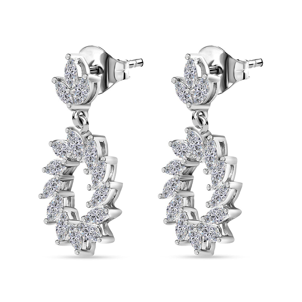 Moissanite Earrings in Platinum Overlay Sterling Silver 2.00 Ct.