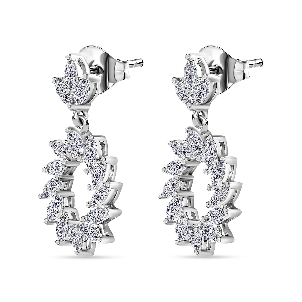 Moissanite Earrings in Platinum Overlay Sterling Silver 2.00 Ct. 7713466 5