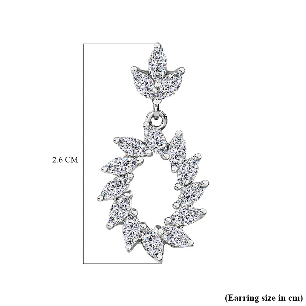 Moissanite Earrings in Platinum Overlay Sterling Silver 2.00 Ct.