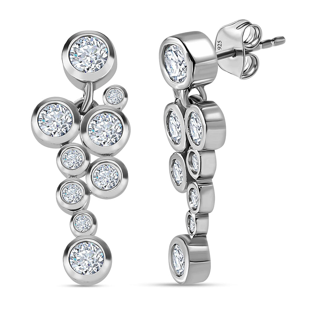 Moissanite Earrings in Platinum Overlay Sterling Silver 1.72 Ct.