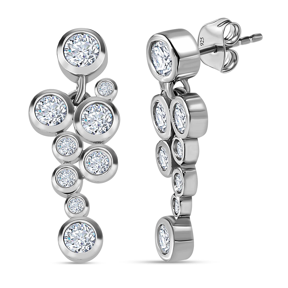 Moissanite Earrings in Platinum Overlay Sterling Silver 1.72 Ct. 7678865 0