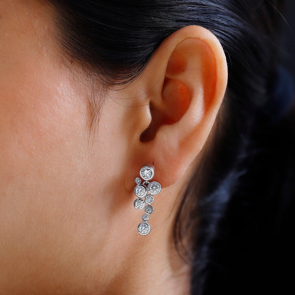 Moissanite Earrings in Platinum Overlay Sterling Silver 1.72 Ct.